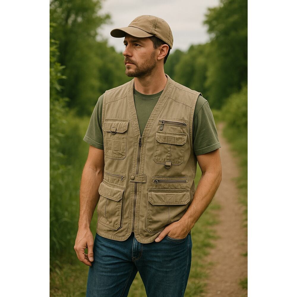 Orvis Outdoor Fishing Utility Vest Men’s M Khaki Multi Pocket Cotton Mesh Macau